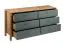 Kommode / Sideboard Braianik 21, Farbe: Eiche Wotan / Grün, 81 x 171 x 47 cm, Griffe aus Metall, 6 geräumige Schubladen, Wohnzimmer, Schlafzimmer