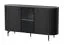 Kommode Annelin 11 mit 6 Fächern, 81 x 150 x 40 cm, in Schwarz, Soft Close System, 1 Glastür, optionale LED-Beleuchtung am Glaseinlegeboden verfügbar