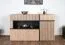 Kommode / Sideboard mit zwei Schubladen Jordalsgrenda 05, Farbe: Eiche / Schwarz, zwei Türen, 5 Fächer, Maße: 90 x 150 x 40 cm, für Wohnzimmer