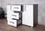 Jugendzimmer - Kommode Oskar 07, Farbe: Anthrazit / Weiß - 84 x 128 x 40 cm (H x B x T)