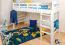 Hochbett für Jugendliche 90 x 200 cm | Massivholz: Buche | Weiß Lackiert | umbaubar in Einzelbett | Premium-Qualität | inkl. Rollrost Abbildung