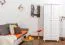 Schmaler Kleiderschrank | 2 Drehtüren | 2 Schubladen | 1 Fach | mit Kleiderstange | 80 cm breit | Massivholz | Farbe: Weiß Abbildung