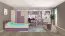 Kinderzimmer - Rollcontainer Koa 10, Farbe: Eiche / Violett - Abmessungen: 64 x 40 x 42 cm (H x B x T)