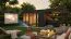 Gartenhaus | Schleppdach | Anthrazit | Grundfläche: 5,59 x 2,34 Meter | inkl. Fußboden | Poolhaus | Sonnenfreude 02 | Elementbauweise | Flachdach | inkl. großem Panoramafenster