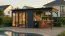 Gartenlaube | Anthrazit | Anbaudach | inkl. großem Panoramafenster | Grundfläche: 13,08 m² | inkl. Fußboden | Poolhaus | Flachdach | Elementbauweise | Sonnenglück 02