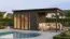 Gartenlaube | Anthrazit | Anbaudach | inkl. großem Panoramafenster | Grundfläche: 13,08 m² | inkl. Fußboden | Poolhaus | Flachdach | Elementbauweise | Sonnenglück 02