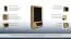 Kleiderschrank | 3 Drehtüren | 3 Fächer | Glasfront| 102 cm breit | Eiche teilmassiv | Farbe: Eiche / Schwarz Abbildung