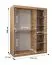 Schiebetürenschrank mit einen Spiegel Bernina 09, Farbe: Eiche Artisan, 1,5 Meter breit, fünf Fächer, zwei Kleiderstangen, Kleiderschrank, Aluminiumschienen