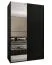 Kleiderschrank / Schiebetürenschrank | 245,5 x 160 x 64 cm | 2 Kleiderstangen | Farbe: Schwarz | 2 Schiebetüren | Spiegel | 11 Fächer | Soft-Close