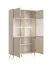 Vitrine | zwei Glaseinlegeböden | Farbe: Beige | 10 Fächer | inkl. LED-Beleuchtung | Griffe & Beine: Gold | Maße: 105,5 x 40,5 x 191 cm | elegantes Design