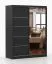Schiebetürenschrank / Kleiderschrank | Spiegel | 200 x 150 x 61 cm | Schwarz | Bucegi 32 | 2 Türen | 6 Fächer | Griffe: Aluminium | Kleiderstange