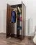 Schmaler Kleiderschrank | 2 Drehtüren | 4 Fächer | mit Kleiderstange | 80 cm breit | Massivholz | Farbe: Nuss Abbildung