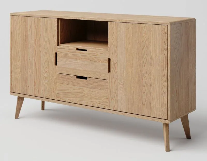 TV-Unterschrank Eiche massiv natur Aurornis 61 - Abmessungen: 84 x 142 x 40 cm (H x B x T)