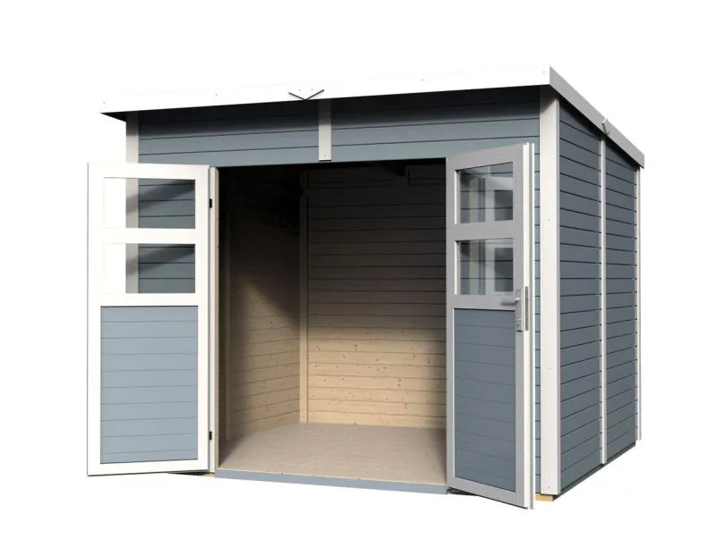 Holz-Gartenhaus 2,54 x 2,51 Meter (inkl. Dach) | Grau | Pultdach Abbildung