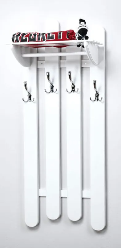 Garderobe Kiefer massiv Vollholz Weiß Junco 345 - Abmessungen: 125 x 50 x 33 cm (H x B x T)