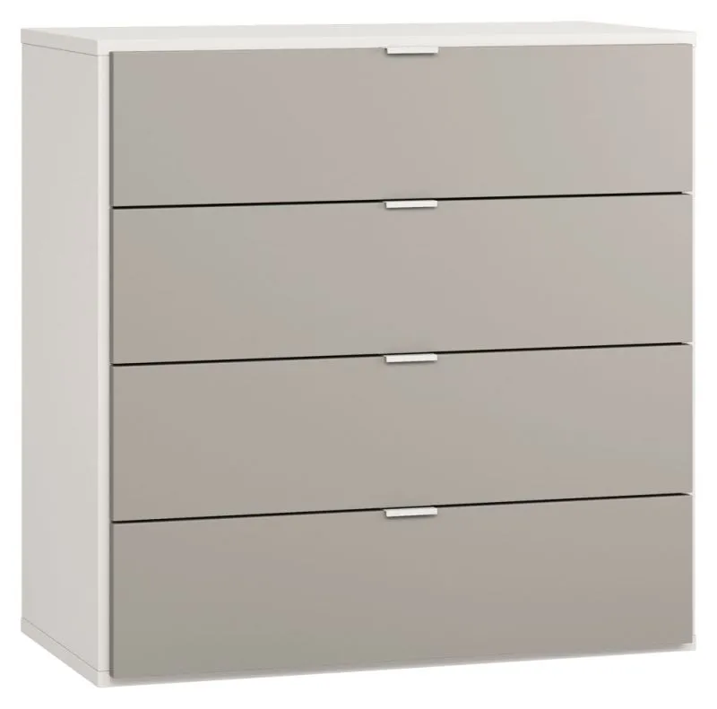 Kommode Bellaco 32, Farbe: Weiß / Grau - Abmessungen: 92 x 90 x 47 cm (H x B x T)
