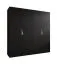 Drehtürenschrank | 2 Meter breit | 2 Kleiderstangen | Farbe: Schwarz | Griffe: Kaschmir | Maße: 200 x 52 x 202 cm | Kleiderschrank | 2 Fächer | 4 Türen