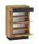 Schuhschrank Lautela 04, Farbe: Eiche / Schwarz - Abmessungen: 91 x 60 x 34 cm (H x B x T), mit 1 Schublade, 2 Türen und 4 Fächern
