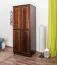 Schmaler Kleiderschrank | 2 Drehtüren | 1 Fach | mit Kleiderstange | 80 cm breit | Massivholz | Farbe: Nuss Abbildung