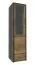 Vitrine Selun 10, Farbe: Eiche Dunkelbraun / Grau - 197 x 50 x 43 cm (H x B x T)