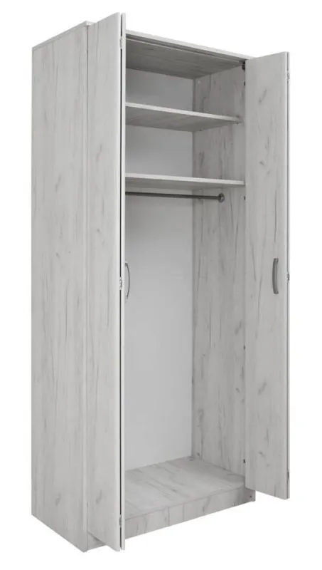 1 Meter breiter Kleiderschrank mit 2 Türen | Farbe: Weiß Abbildung