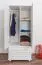 Kleiderschrank Kiefer Vollholz massiv weiß lackiert 011 - Abmessung 190 x 80 x 60 cm (H x B x T)