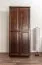Schmaler Kleiderschrank | 2 Drehtüren | 4 Fächer | mit Kleiderstange | 80 cm breit | Massivholz | Farbe: Nuss Abbildung