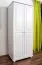 Kleiderschrank | 2 Drehtüren | 4 Fächer | mit Kleiderstange | 80 cm breit | Massivholz | Farbe: Weiß Abbildung