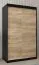 Schiebetürenschrank / Kleiderschrank Bisaurin 2A, Farbe: Schwarz / Eiche Sonoma - Abmessungen: 200 x 120 x 62 cm ( H x B x T)