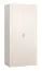 Drehtürenschrank / Kleiderschrank | Farbe: Beige | Griffe: Beige | 1 Kleiderstange | 7 Fächer | inkl. LED-Beleuchtung mit Sensor | Soft-Close-Funktion