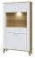 Vitrine Bambey 03, Farbe: Eiche / Weiß - 190 x 104 x 39 cm (H x B x T)