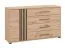 Kommode / Sideboard mit einer Tür Indika 17, Farbe: Eiche Artisan / Schwarz, vier Schubladen, ABS-Kantenschutz, zwei Fächer, Maße: 82 x 138 x 40 cm