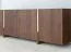 TV-Unterschrank | Farbe: Tabacco | 4 Türen | Massivholz | Eichenholz geölt | Travertin Stein | 180 x 46 x 56 cm | 6 Fächer | Schlicht