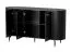 Kommode Annelin 11 mit 6 Fächern, 81 x 150 x 40 cm, in Schwarz, Soft Close System, 1 Glastür, optionale LED-Beleuchtung am Glaseinlegeboden verfügbar