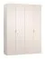 Falttüren / Kleiderschrank | Farbe: Beige | Griffe: Eiche | 3 Schubladen | 3 Kleiderstangen | Maße: 180 x 57 x 241 cm | inkl. LED-Beleuchtung mit Sensor