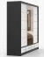 Schiebetürenschrank / Kleiderschrank mit Spiegel | 218 x 250 x 61 cm | Weiß / Schwarz | Lusatian 33 | 3 Türen | 4 Schubladen | 7 Fächer | Zweifarbig