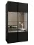 Kleiderschrank / Schiebetürenschrank | 245,5 x 130 x 64 cm | 6 Fächer | 2 Kleiderstangen | 2 Schiebetüren | Spiegel | Soft-Close | Farbe: Schwarz