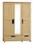Kleiderschrank | 3 Drehtüren | 2 Schubladen | 4 Fächer | mit Kleiderstange | 133 cm breit | Massivholz | Farbe: Natur Abbildung