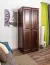 Schmaler Kleiderschrank | 2 Drehtüren | 1 Fach | mit Kleiderstange | 80 cm breit | Massivholz | Farbe: Nuss Abbildung