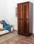 Schmaler Kleiderschrank | 2 Drehtüren | 1 Fach | mit Kleiderstange | 80 cm breit | Massivholz | Farbe: Nuss Abbildung