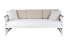 Jugendbett / Tagesbett massiv Hermann 01, Liegefläche 90 x 200 cm, inkl. Lattenrost und beige Kissen, Weiß gebleicht / Grau, stabil