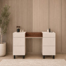 Schminktisch Claritha | Farbe: Kaschmir / Livorno Eiche Dekor | 6 Schubladen | inkl. Spiegel | Kosmetiktisch | Schlafzimmer | Elegant & Modern