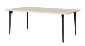 Couchtisch in Creme | stabiler Beistelltisch | 42 x 110 x 65 cm | Metallbeine in Anthrazit | Sofatisch | abgerundete Tischplatte